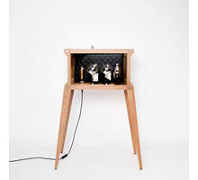 The Popstar Bar/Natural Oak/Steel/White Marble/Black