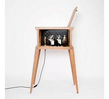 The Popstar Bar/Natural Oak/Steel/White Marble/Black