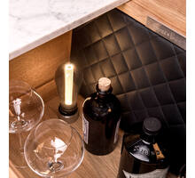 The Popstar Bar/Natural Oak/Steel/White Marble/Black