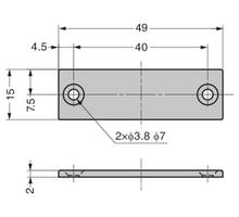Contraplaat 49x15x2mm, RVS, voor magneetsnapper