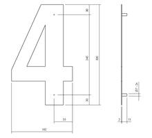 Huisnummer 4 XL hoogte 30cm