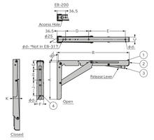 Konsole RVS gepolijst inklapbaar 318,5mm, hoogte 171mm