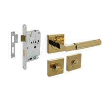 Deurbeslag set toiletslot 63/8mm+deurkruk Bau-stil+WC-sl.