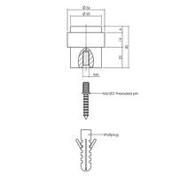 Deurstop Vloermontage ø30x40mm zwart
