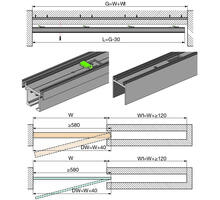 Spaceship Pocket bovenrail, lengte 2050mm, aluminium