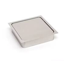 Afvaldoorlaat 220x220mm RVS mat met soft close deksel