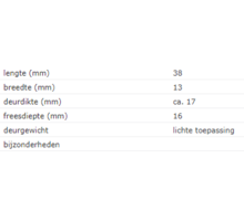 SOSS 303 NP / 13x038 mm / deurdikte ca. 17 mm /vernikkeld