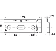 Ophangrail 2000mm voor kastophangers, dikte 1.75mm