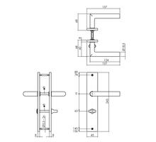 Deurkruk Bastian op schild 245x45 mm WC63/8 mm