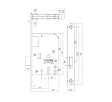 Woningbouw klavier kastslot 55 mm zwart