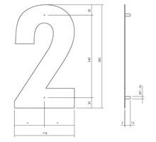 Huisnummer 2 XL hoogte 30cm