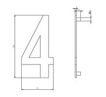 Huisnummer 4 150mm RVS geborsteld