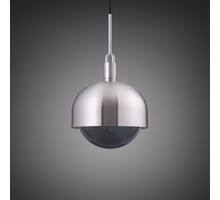 Forked Pendant/Steel/Large Steel Shade/Large Smoked Gl