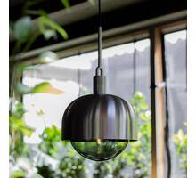 Forked Pendant/Steel/Large Steel Shade/Large Smoked Gl