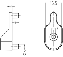 Roedehouder vernikkeld, met 2 duvels 5mm, voor roede 30x15mm