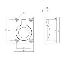 Luikring rechthoekig 50 x 39 mm messing getrommeld