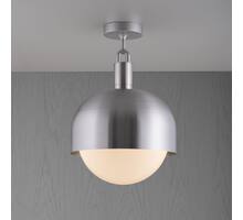 Forked Ceiling/Steel/Large Steel Shade/Large Opal Glob