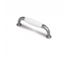 Greep wit porselein 110x15mm, hartmaat 96mm, voetjes oud tin