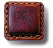 Knop nylon "bruin leder met stiksels" 40x40mm