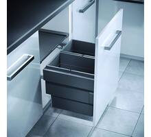 Afvalsysteem 56L (2x28L) donkergrijs met softclose geleiders