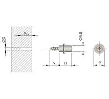 Pen verzinkt voor Flipper, diameter 3mm x 9mm lang