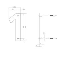Huisnummer 1 150x2mm RVS geborsteld