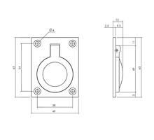 Luikring rechthoekig 65 x 49 mm messing getrommeld