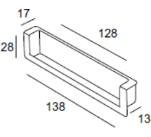 Inlaatgreep 138x28x28x17mm mat zwart, hartmaat 128mm, 30 st.