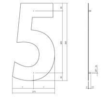 Huisnummer 5 XXL hoogte 50cm