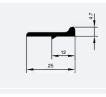 Aanslaglijst 25mm zwart lengte 2500mm