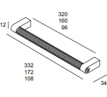 Greep 332x34x12 mm RVS stang, hartmaat 320mm, VE=4 stuks