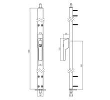 Raamespagnolet afsluitbaar Rechts 1200mm met uitwisselbare cilinder 