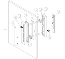 Glasdeurgreep 150x32x15mm mat metallic aluminium, per paar