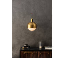 Forked Pendant/Brass/Large Brass Shade/Large Opal Glob