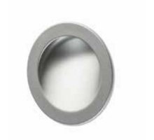 Komgreep rond 50mm mat metallic aluminium, boring 37mm