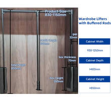 Garderobelift zwart, draagkracht 18-20kg. kastbreedte 83-115