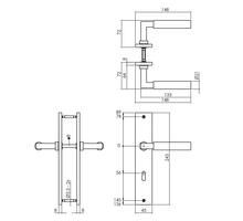 Deurkruk Bau-Stil op schild 245x45 mm sleutelgat 56mm