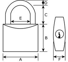 Cilinderhangslot 30mmm verschillend sluitend, dubbel ver-