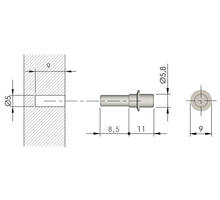 Pen verzinkt voor Flipper, diameter 5mm x 8,5mm lang