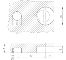 Verbindingsbeslag met V rand 19mm hout vernikkeld