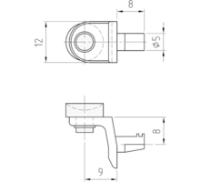 Glasplankdrager 5mm stift met zuignap, vernikkeld