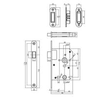 Woningbouw magneet badkamer/toilet slot 63/8mm RVS