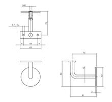 Leuninghouder gebogen RVS geborsteld