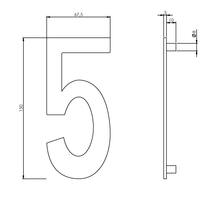 Huisnummer 5 150mm RVS geborsteld