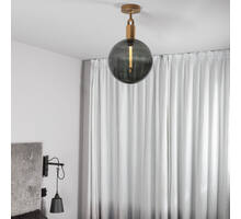 Forked Ceiling/Steel/Large Smoked Globe