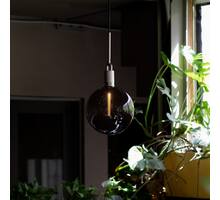 Forked Pendant/Brass/Large Smoked Globe