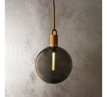 Forked Pendant/Brass/Large Smoked Globe