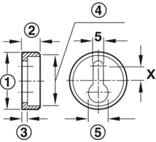 Ophanger met sleutelgat, wit diameter 20mm dikte 11mm