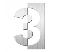 Huisnummer "3" hoogte 125mm, RVS geborsteld