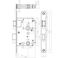 Deurbeslag set toiletslot 63/8mm+deurkruk Bastian+WC-sl.